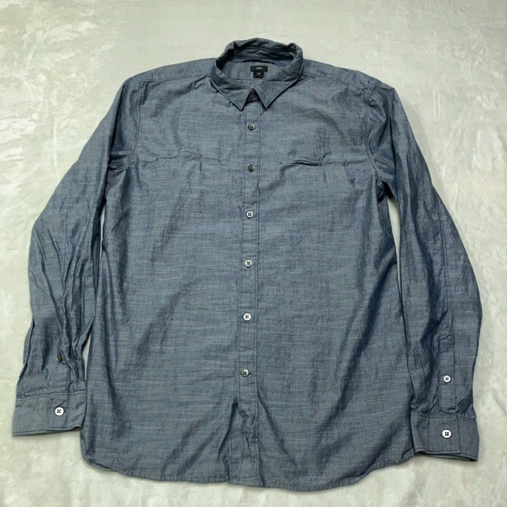 John Varvatos Star USA Luxe Chambray Shirt Men's L Grayish Blue Long Sleeve‎